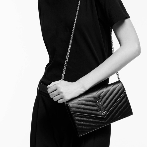 YSL Navy grain embossed leather WOC - Picture 1 of 7